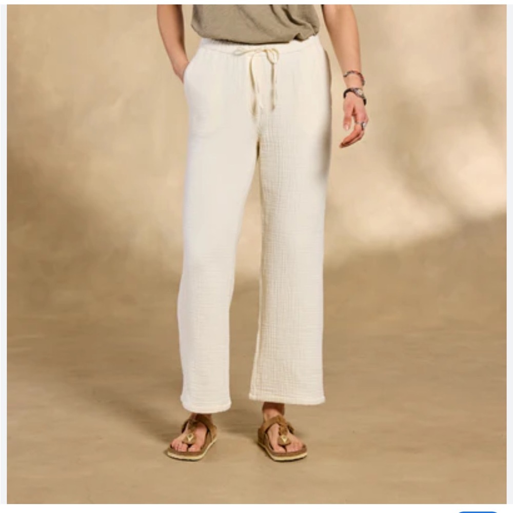 NWT Dylan Reese Drawstring Pant, four-ply brushed gauze, white, size medium